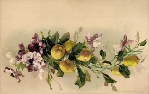 Künstler Litho Klein, Catharina, Früchte, Zitronen, Blumen