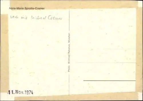 Ak Schauspielerin Anne-Marie Sprotte-Cramer, Portrait, Autogramm
