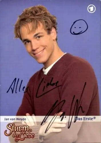 Ak Schauspieler Jan van Weyde, Portrait, Serie Sturm der Liebe, Autogramm