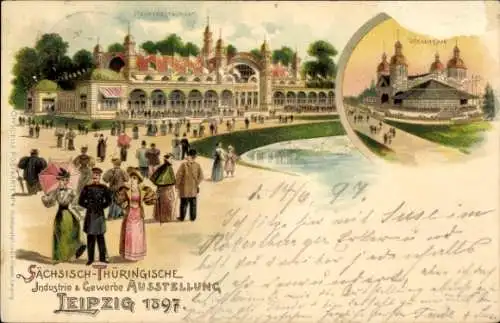 Litho Ak Leipzig, Sächsisch Thüringische Industrie und Gewerbeausstellung 1897, Hauptrestaurant