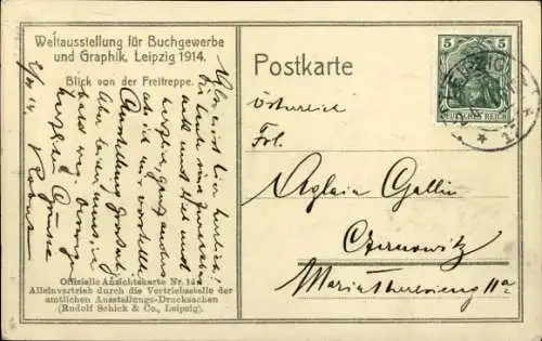 Ak Leipzig in Sachsen, Weltausstellung für Buchgewerbe und Graphik 1914