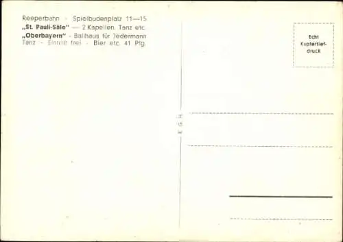 Ak Hamburg St. Pauli, Oberbayern, Würzburger Hofbräu, St. Pauli Säle, Reeperbahn, Nacht