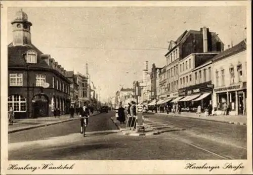 Ak Hamburg Wandsbek, Hamburger Straße, Fahrrad, Geschäfte