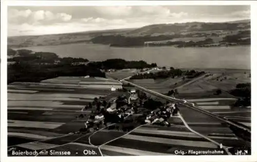 Ak Bayerbach am Simsee Baierbach Stephanskirchen Oberbayern, Fliegeraufnahme