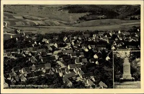 Ak Mehrstetten Schwäbische Alb Württemberg, Fliegeraufnahme, Kriegerdenkmal