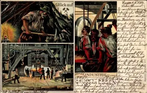 Präge Litho Essen im Ruhrgebiet Nordrhein Westfalen, Industrie, Hammer, Bergmann