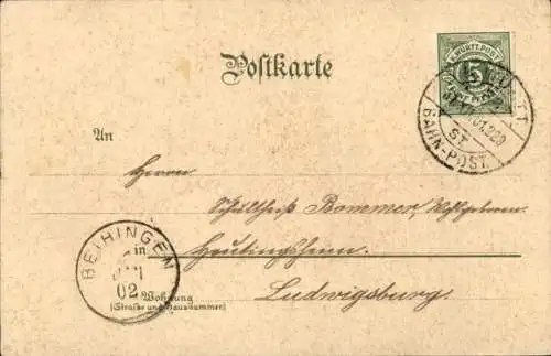 Litho Belsen Mössingen in Württemberg, Totalansicht, Kapelle