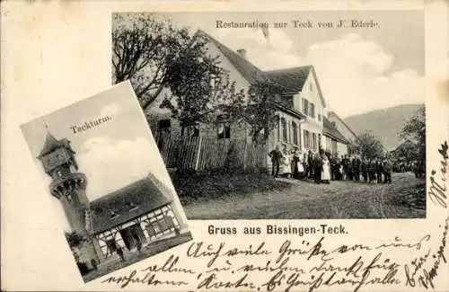 Ak Bissingen an der Teck, Restauration zur Teck, Teckturm