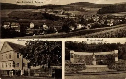 Ak Arnoldshain Schmitten im Taunus, Kriegerdenkmal, Gasthaus zum Frankfurter Hof