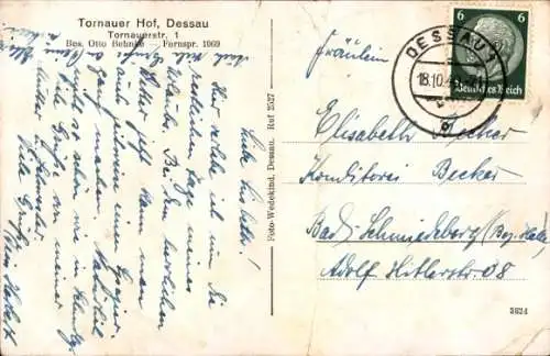 Ak Dessau in Sachsen Anhalt, Tornauer Hof, Bes. Otto Behnke, Tornauer Straße 1