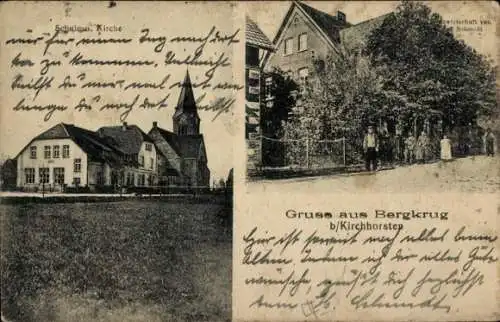 Ak Kirchhorsten Helpsen, Gastwirtschaft, Inh. C. Schmidt, Schule, Bergkrug