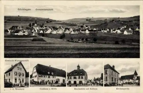 Ak Gächingen Sankt Johann auf der Schwäbischen Alb, Gasthaus, Rathaus, Totalansicht