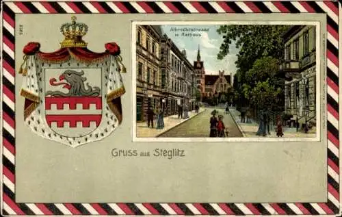 Wappen Litho Berlin Steglitz, Albrechtstraße, Rathaus