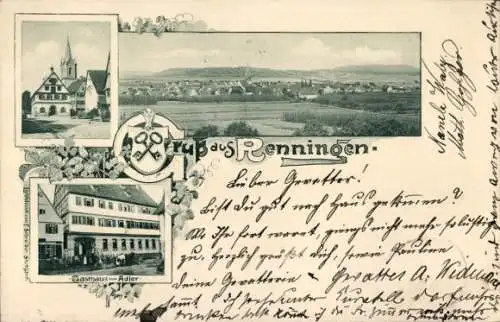 Ak Renningen in Württemberg, Gasthaus zum Adler, Panorama