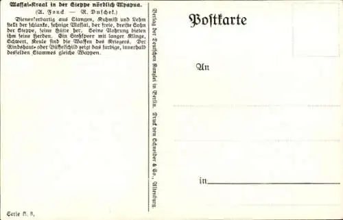 Künstler Ak Mpapua Deutsch Ostafrika Tansania, Massai-Kraal, Afrikaner