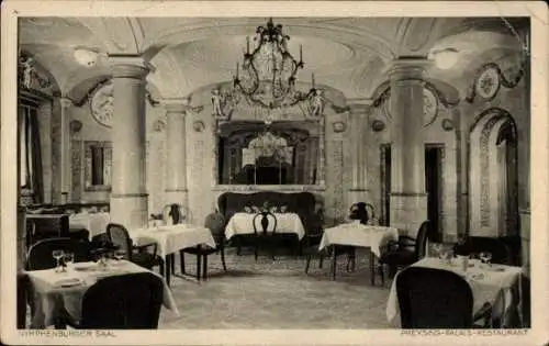 Ak München, Palais Preysing, Restaurant, Nymphenburger Saal, Kronleuchter, Residenzstraße 27