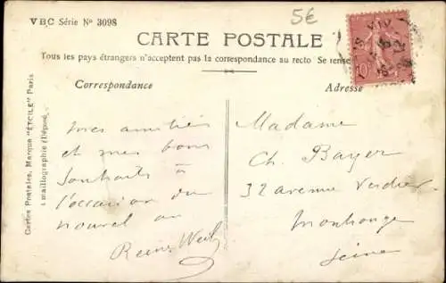 Ak Glückwunsch Neujahr, Kinder, Jahreszahl 1907