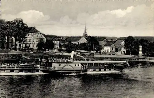 Ak Bodenwerder an der Weser, Dampfer, Fachwerkhäuser