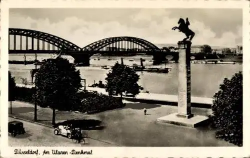 Ak Düsseldorf am Rhein, Ulanen-Denkmal