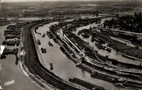 Ak Ruhrort Duisburg im Ruhrgebiet, Hafen, Fliegeraufnahme