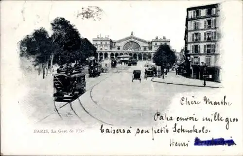 Ak Paris X, Ostabhnhof, Staßenbahn