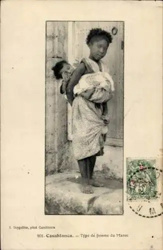 Passepartout Ak Casablanca, Frauentyp aus Marokko