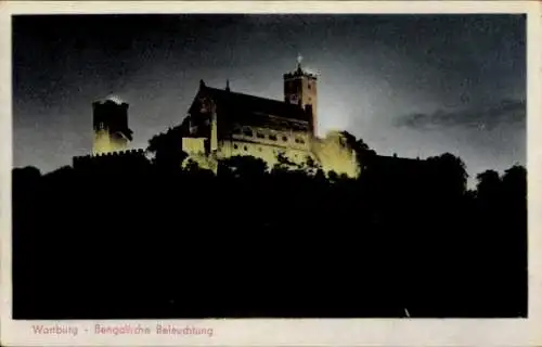 Ak Lutherstadt Eisenach in Thüringen, Wartburg, Bengalische Beleuchtung