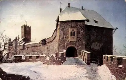 Ak Lutherstadt Eisenach in Thüringen, Wartburg, Eingang, Winter