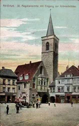 Ak Erfurt in Thüringen, St. Regidienkirche, Eingang zur Krämerbrücke