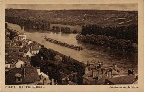 Ak Mantes la Jolie Yvelines, Panorama sur la Seine