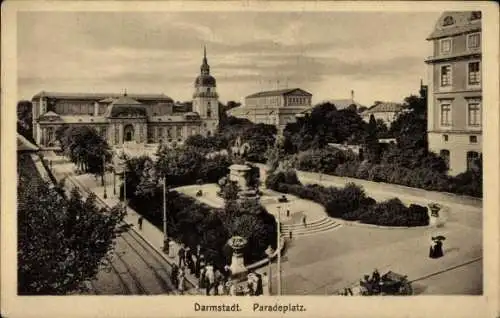 Ak Darmstadt in Hessen, Paradeplatz, Denkmal