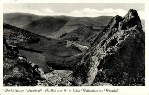 Ak Wenholthausen Eslohe im Sauerland, Ausblick vom 481 m hohen Wallenstein ins Wennetal