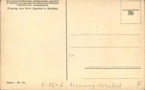 Ak Rehefeld Zaunhaus Altenberg im Erzgebirge, Photochromie, Nenke und Ostermaier, Heim Jägerhof