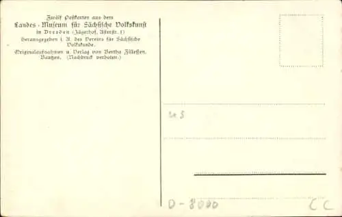 Ak Dresden, Landes-Museum für Sächsische Volkskunst, Lausitzer Weberstube