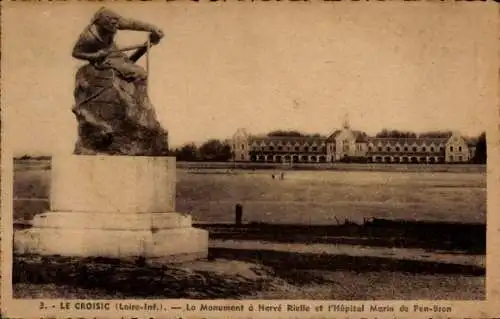 Ak Le Croisic Loire Atlantique, Monument a Herve Rielle, Hopital Marin de Pen Bron