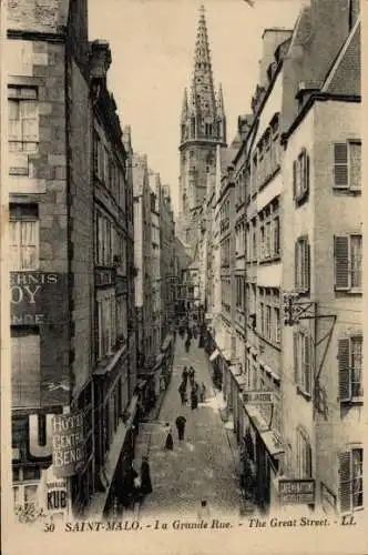 Ak Saint Malo Ille et Vilaine Bretagne, Grande Rue