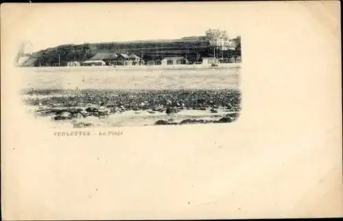 Ak Veulettes sur Mer Seine Maritime, Strand