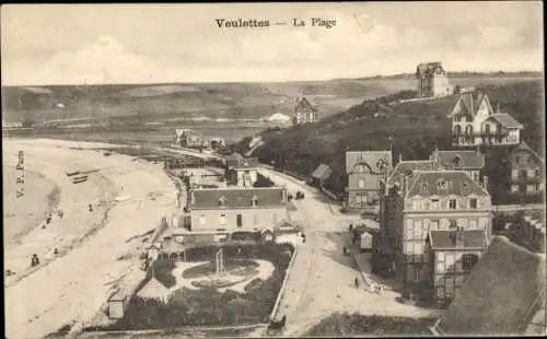 Ak Veulettes sur Mer Seine Maritime, Strand