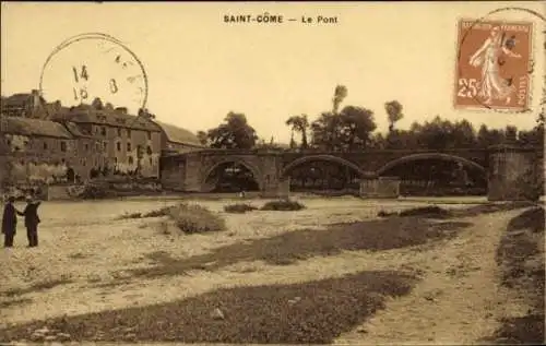 Ak Saint Côme de Fresné Calvados, Brücke