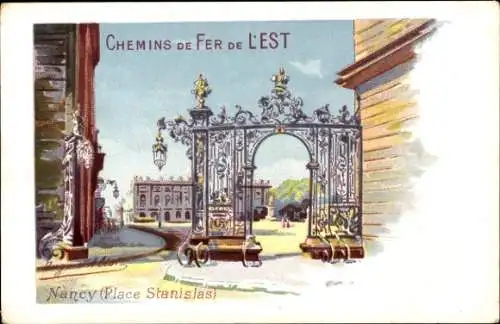 Künstler Litho D'Alesi, Hugo, Nancy Meurthe et Moselle, Chemins de Fer de l'Est, Place Stanislas