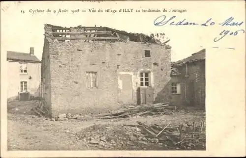 Ak Illy Ardennes, Zyklon 1905, Blick auf das Dorf am Tag nach dem Hurrikan