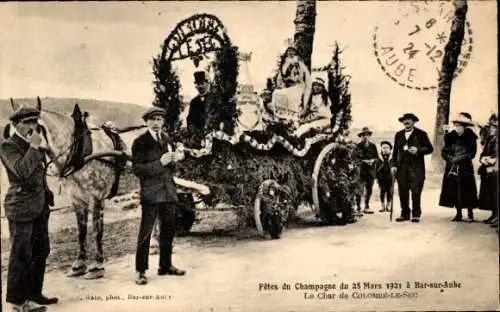 Ak Bar-sur-Aube, Champagnerfest 1912, Char de Colombe-le-Sec