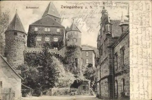 Ak Zwingenberg am Neckar Baden, Schlosshof