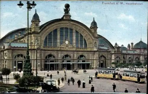 Ak Frankfurt am Main, Hauptbahnhof, Straßenbahn