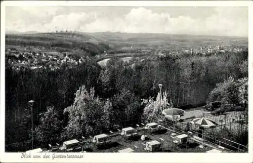 Ak Werden Essen im Ruhrgebiet, Aussichtsturm Pastoratsberg, Blick von der Gartenterrasse