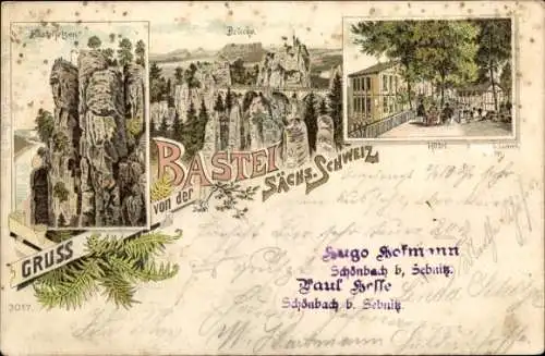 Litho Lohmen im Elbsandsteingebirge, Bastei, Basteibrücke, Hotel