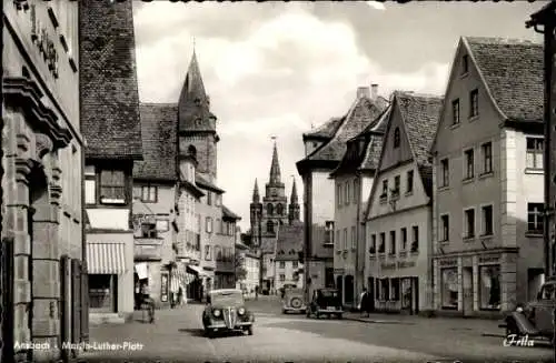 Ak Ansbach in Mittelfranken Bayern, Martin Luther Platz