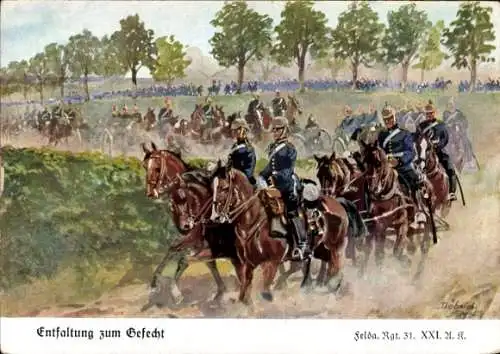 Künstler Ak Döbrich Steglitz, Feldartillerie Regiment 31