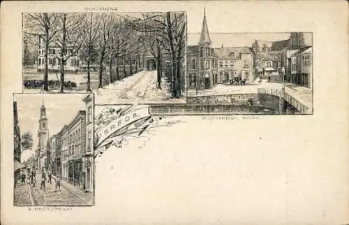 Litho Breda Nordbrabant Niederlande, Postamt, Hafen, Straßenpartie