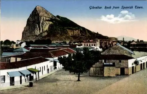 Ak Gibraltar, Felsen von Spanish Town, Straße mit Häusern